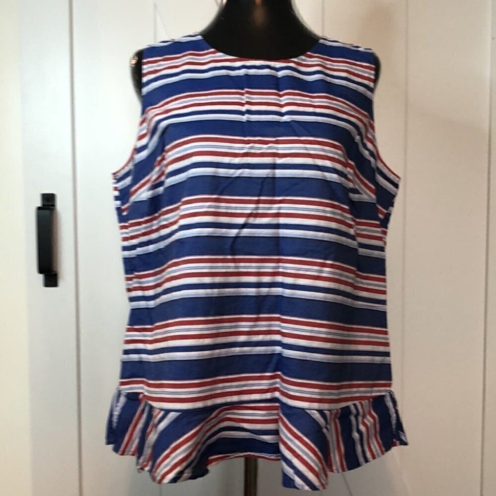 𝅺tommy Hilfiger peplum tank red white blue usa sz L